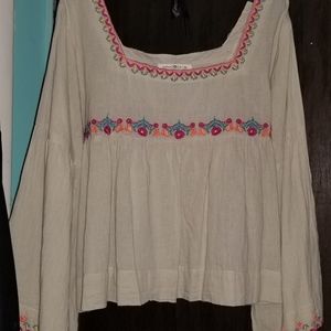 Natural Life cropped embroidered blouse